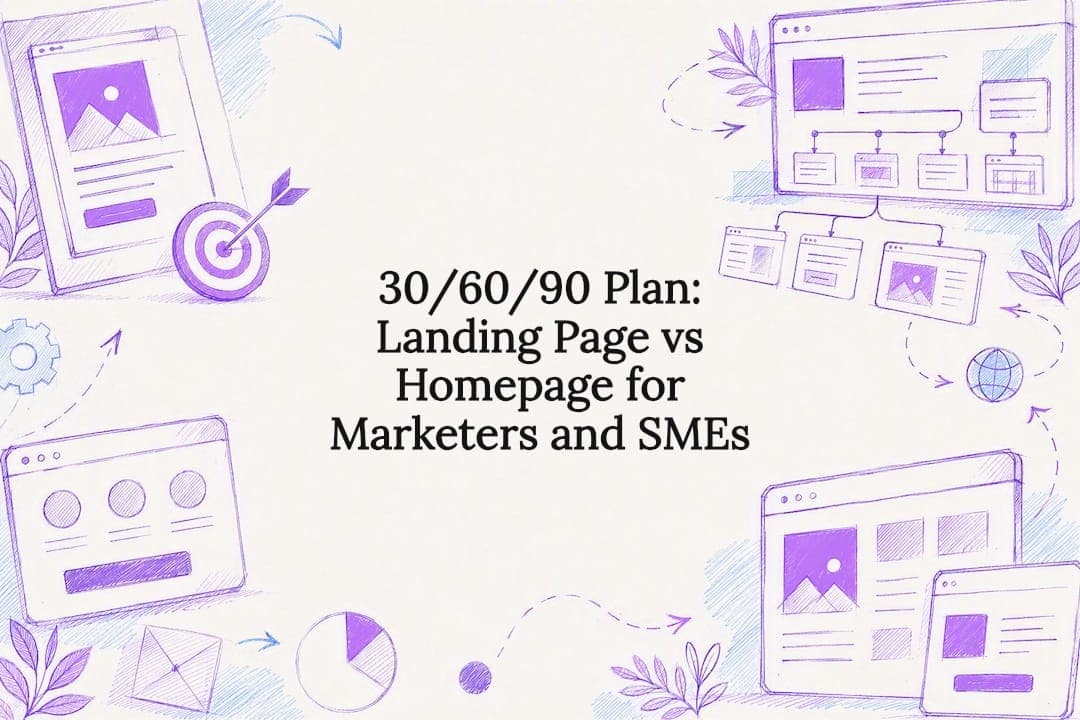 30/60/90 Plan: Landing Page vs Homepage for Marketers and SMEs